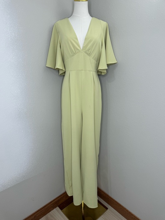 Mulla Pants - MULLA Pistachio Yellow Jumpsuit NWT Wide Leg Flutter Sleeve Open Back M